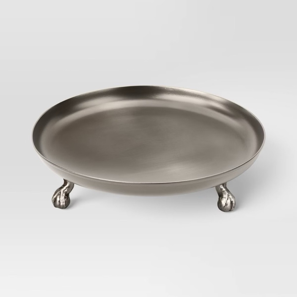 12.375" nwt Metal Footed Serving Stand Silver Finish - Threshold